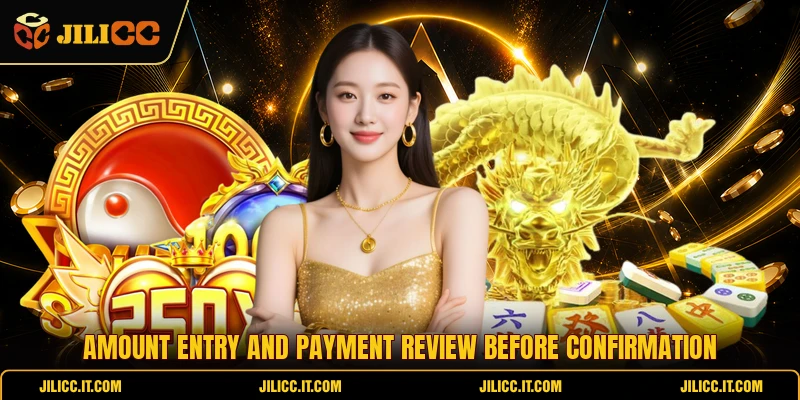 Amount entry and payment review before confirmation