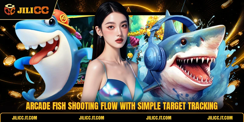 Arcade fish shooting flow with simple target tracking