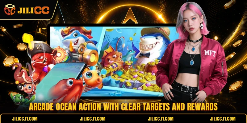 Arcade ocean action with clear targets and rewards