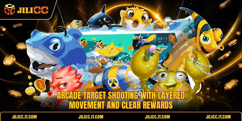 Arcade target shooting with layered movement and clear rewards
