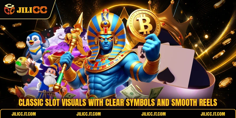 Classic slot visuals with clear symbols and smooth reels
