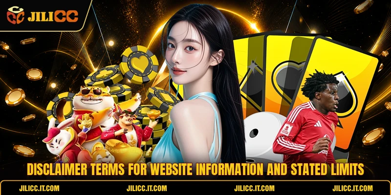 Disclaimer terms for website information and stated limits
