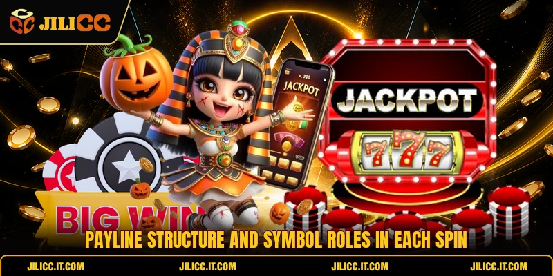 Payline structure and symbol roles in each spin