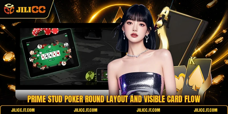 Prime Stud Poker round layout and visible card flow