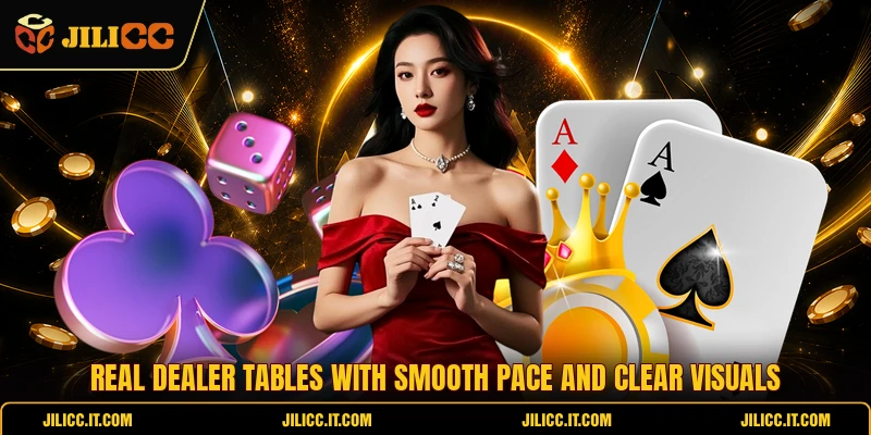 Real dealer tables with smooth pace and clear visuals