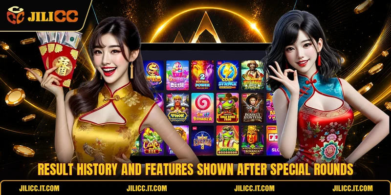 Result history and features shown after special rounds