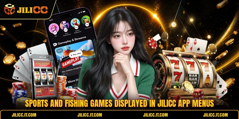 Sports and fishing games displayed in JILICC app menus