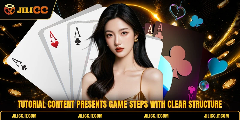 Tutorial content presents game steps with clear structure